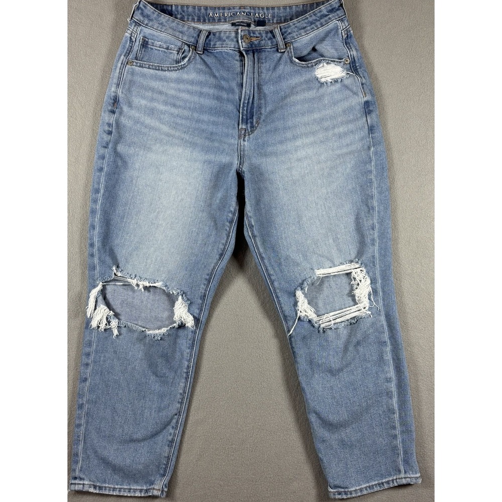 American Eagle Outfitters Womens Mom Jeans Blue Comfort Stretch Waistband 12